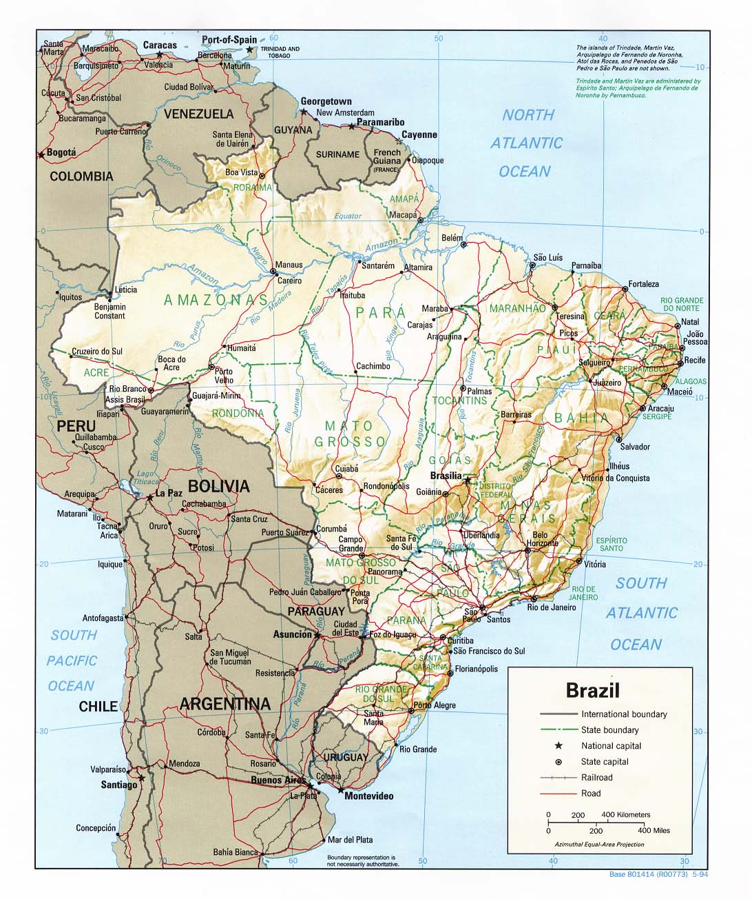 Brasil Shaded Relief Map (1994)